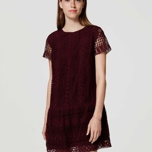 LOFT Lace Maroon Dress